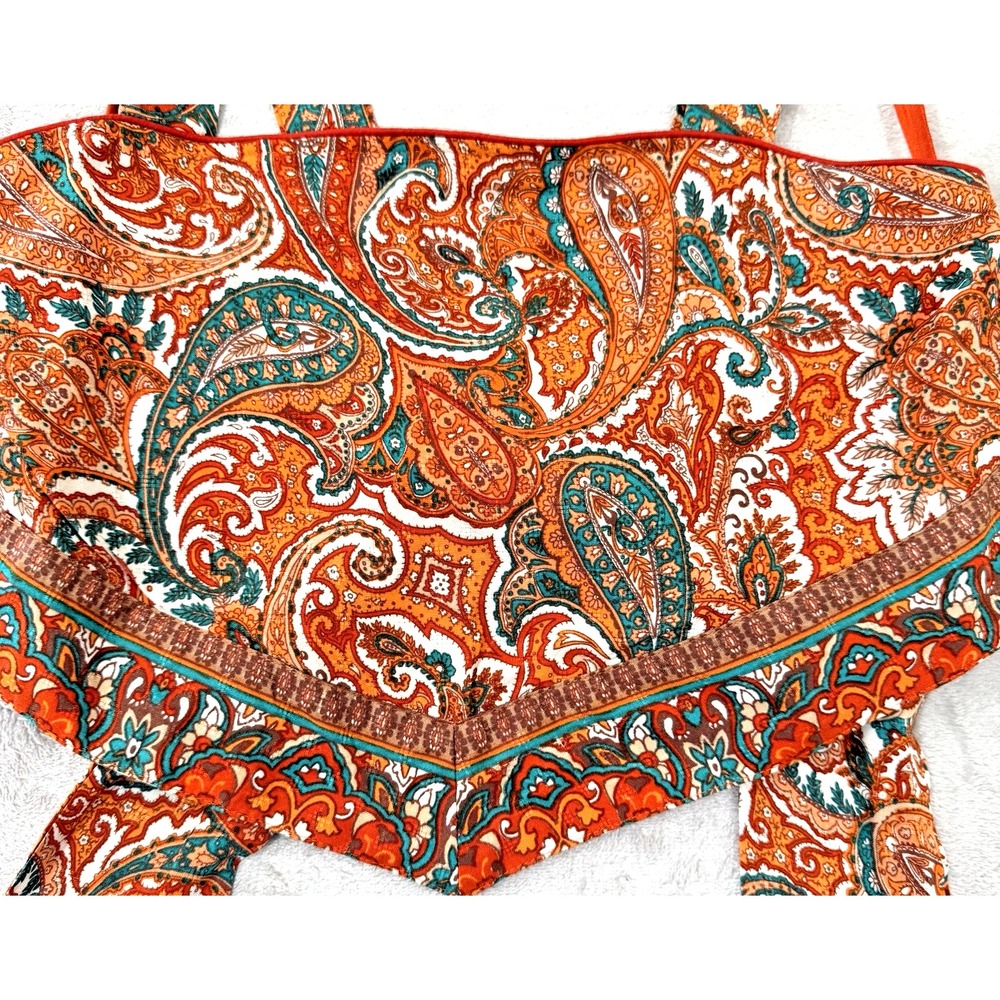 NWT Band of The Free Women's S Adella Orange Paisley Handkerchief Crop Top - Picture 3 of 16